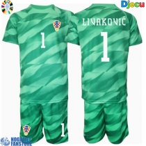 Hrvatska Dominik Livakovic #1 Golmanski Gostujuci Dres za djecu EP 2024 Kratak Rukav (+ Kratke hlače)